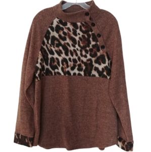White Birch Fleece Cheetah Top